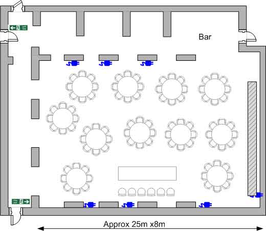 Top View of the main room for a wedding breakfast